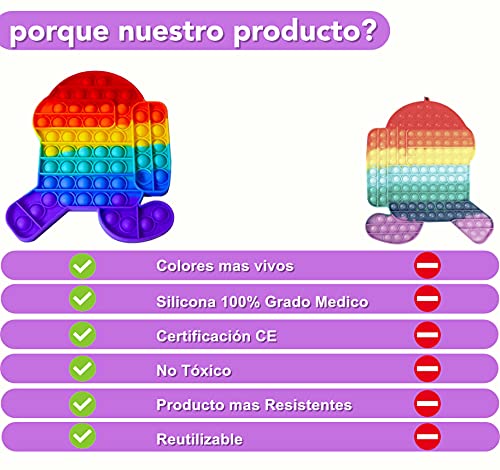 Pop it Fidget Toy | Juguete Sensorial Antiestres para Niños y Adultos | Bubble Push Pop | Juguetes de Explotar Burbujas para Aliviar Ansiedad y Estrés | Pop it Among us XXL | Push Pop Among us Grande