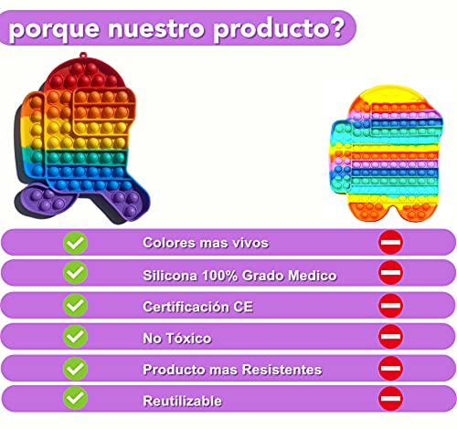 Pop it Fidget Toy | Juguete Sensorial Antiestres Para Niños y Adultos | Bubble Push pop | Juguetes de Explotar Burbujas para Aliviar Ansiedad y Estrés | Pop it Among us XXL | Push Pop Among us Grande