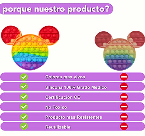 Pop it Fidget Toy , Juguete Sensorial Antiestres para Niños y Adultos , Bubble Push Pop , Juguetes de Explotar Burbujas para Aliviar Ansiedad y Estrés , Pop it Mickey Mouse Multicolor