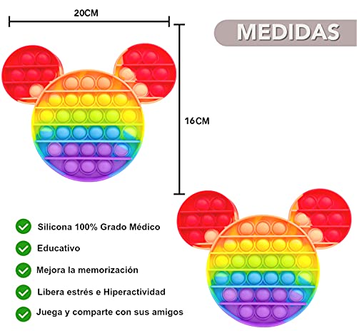 Pop it Fidget Toy , Juguete Sensorial Antiestres para Niños y Adultos , Bubble Push Pop , Juguetes de Explotar Burbujas para Aliviar Ansiedad y Estrés , Pop it Mickey Mouse Multicolor