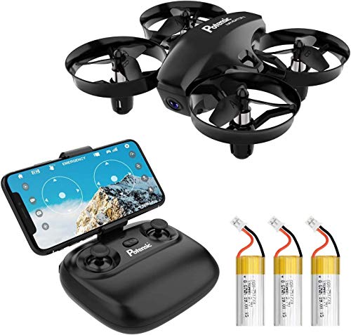 Potensic Mini Drone con Cámara, RC Quadcopter 2.4G 6 Ejes - Diseño Trayectoria de Vuelo, Altitude Hold, Modo sin Cabeza, Control Remoto, WiFi FPV en Tiempo Real, 3 Baterías (18 Min), A20W