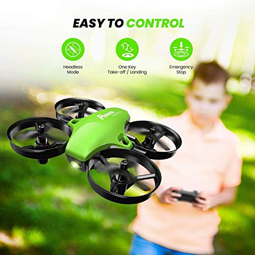 Potensic Mini Drone para Niños, Drone A20 Quadcopter con Control Remoto, Un Botón de Despegue y Aterrizaje, Modo sin Cabeza, Fácil de Llevar, 3 Modos de Velocidad, 3 Baterías, Verde