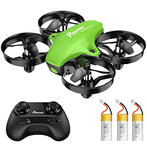 Potensic Mini Drone para Niños, Drone A20 Quadcopter con Control Remoto, Un Botón de Despegue y Aterrizaje, Modo sin Cabeza, Fácil de Llevar, 3 Modos de Velocidad, 3 Baterías, Verde