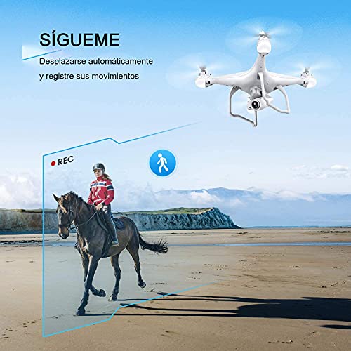 Potensic T25 Drone GPS de 9 Ejes Remoto Giroscopio Mejorado con 120 ° de Ángulo Amplio Ajustable Cámara, Drone Profesional para Adulto (Dos baterías + Maletín de Transporte)