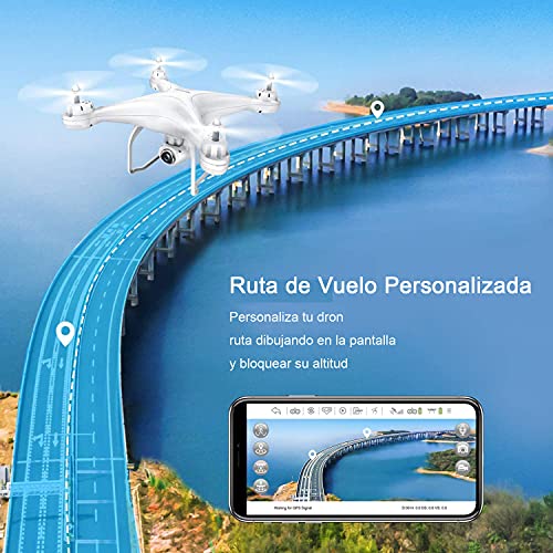 Potensic T25 Drone GPS de 9 Ejes Remoto Giroscopio Mejorado con 120 ° de Ángulo Amplio Ajustable Cámara, Drone Profesional para Adulto (Dos baterías + Maletín de Transporte)