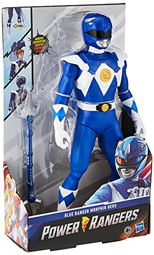 Power Rangers Mighty Morphin Blue Ranger Morphin Hero Figura de acción de 12 Pulgadas con Accesorio, Inspirado en el Programa de televisión