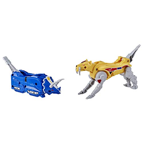 Power Rangers Mighty Morphin Triceratops Dinozord y Sabertooth Tiger Dinozord, 2 Unidades de Figuras de acción Parte de Dino Megazord para niños a Partir de 4 años