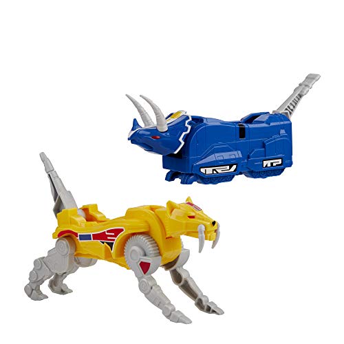 Power Rangers Mighty Morphin Triceratops Dinozord y Sabertooth Tiger Dinozord, 2 Unidades de Figuras de acción Parte de Dino Megazord para niños a Partir de 4 años