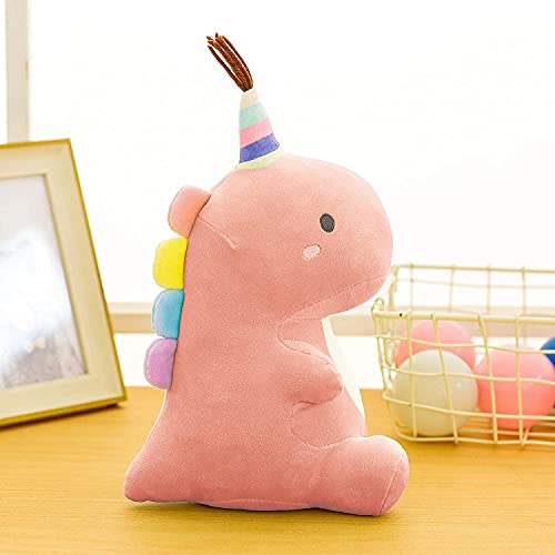 Poywuo Juguete de Felpa de Dinosaurio Mullido Muñeco de Dinosaurio de Peluche de Animal de Dibujos Animados Lindo Figura de Peluche Decoración Colección Regalo Niño Niña (Rosa)