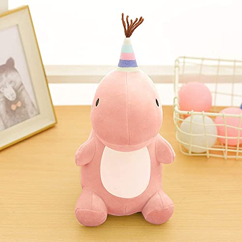 Poywuo Juguete de Felpa de Dinosaurio Mullido Muñeco de Dinosaurio de Peluche de Animal de Dibujos Animados Lindo Figura de Peluche Decoración Colección Regalo Niño Niña (Rosa)