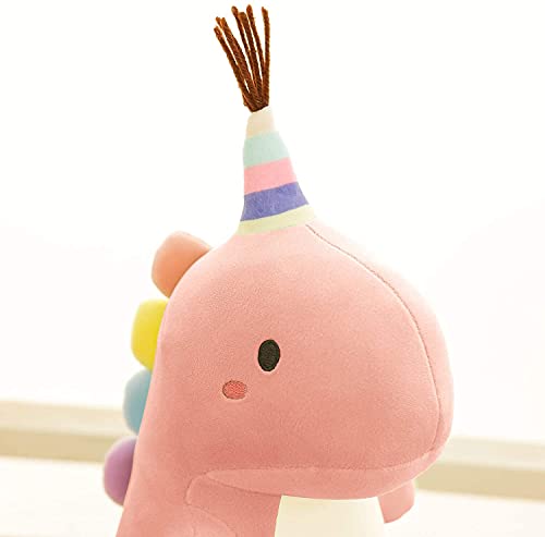 Poywuo Juguete de Felpa de Dinosaurio Mullido Muñeco de Dinosaurio de Peluche de Animal de Dibujos Animados Lindo Figura de Peluche Decoración Colección Regalo Niño Niña (Rosa)