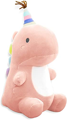 Poywuo Juguete de Felpa de Dinosaurio Mullido Muñeco de Dinosaurio de Peluche de Animal de Dibujos Animados Lindo Figura de Peluche Decoración Colección Regalo Niño Niña (Rosa)