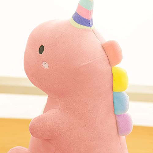 Poywuo Juguete de Felpa de Dinosaurio Mullido Muñeco de Dinosaurio de Peluche de Animal de Dibujos Animados Lindo Figura de Peluche Decoración Colección Regalo Niño Niña (Rosa)