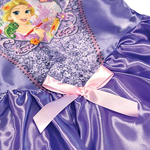 Princesas Disney - Disfraz de Rapunzel con lentejuelas para niña, infantil 3-4 años (Rubie's 641027-S)