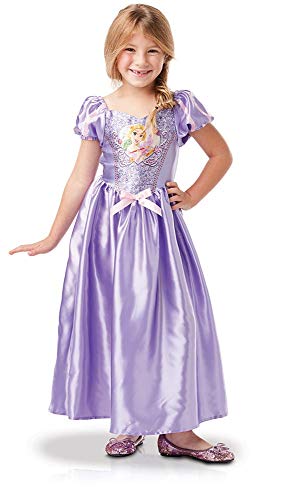 Princesas Disney - Disfraz de Rapunzel con lentejuelas para niña, infantil 3-4 años (Rubie's 641027-S)