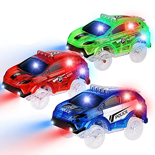 PROACC 3 Piezas Track Race Car SUV Circuito Coches Juguete Niño Coches Led Accesorios de Pista para Niños 3 4 5 6 Años