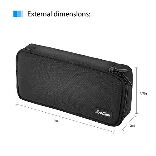 ProCase Estuche Escolar de Gran Capacidad, Bolsa de Lápiz Portable Estuche Organizador para Material Papelería con Cremallera Doble para Hombre Mujer Estudiante en Escuela Oficina –Negro