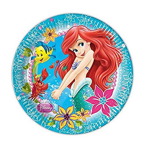 Procos Ariel - Kit de cumpleaños para niña, diseño de Sirena, para 16 Personas, Platos, Vasos, servilletas, 72 Unidades