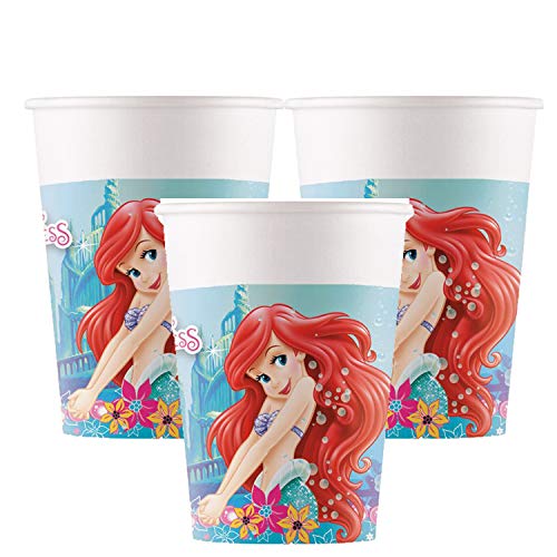 Procos Ariel - Kit de cumpleaños para niña, diseño de Sirena, para 16 Personas, Platos, Vasos, servilletas, 72 Unidades