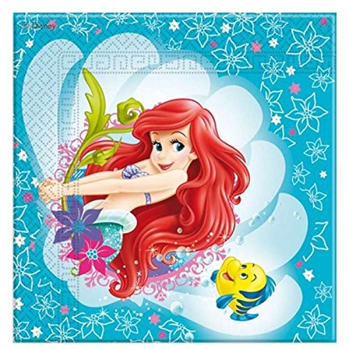 Procos Ariel - Kit de cumpleaños para niña, diseño de Sirena, para 16 Personas, Platos, Vasos, servilletas, 72 Unidades