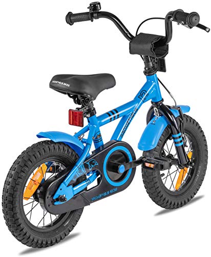 Prometheus Bicicleta para niños de 2 a 5 años | Bicicleta Infantil 3 años para niñas 12 Pulgadas con ruedines en Azul y Negro