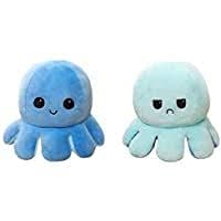 Pulpo Reversible con 2 Colores, Peluche de Pulpo Reversible, Juguete para Niños, Peluche de TikTok, Doble Cara, Octopus Reversible, Muñeco de Peluche Creativo, Sonriente y Triste