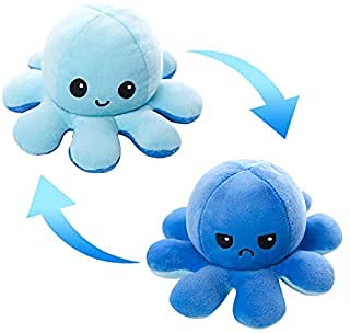 Pulpo Reversible con 2 Colores, Peluche de Pulpo Reversible, Juguete para Niños, Peluche de TikTok, Doble Cara, Octopus Reversible, Muñeco de Peluche Creativo, Sonriente y Triste