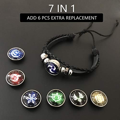 Pulsera Periférica Danimación Unisex Genshin Impact Elemento de Juego Badge Impresión Pulsera con 6 Reemplazo Estudiantes Adultos Fan De Juegos Cosplay Pulsera Regalo Regalo