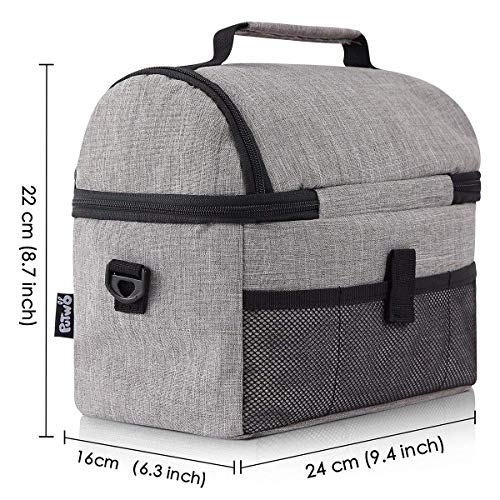 PuTwo Térmica Porta Alimentos 8L Hermética Bolsa Térmica Plegable Bolso Nevera Térmica Tela Bolsas Térmicas para Llevar Comida Nevera Almuerzo para Adulto Mujer Niños Trabajo Oficina Playa Viaje -Gris