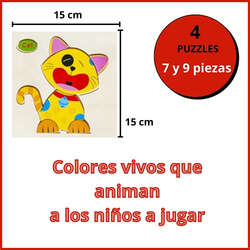 Puzzles de Madera Juguetes Educativos para niños de 2, 3, 4 años. Rompecabezas 3D de Madera Juguetes Montessori para Niños y Niñas. Aprendizaje y Diversión Garantizados