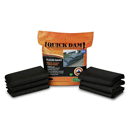 Quick Dam Bolsas de inundación activadas por Agua de 0,3 m x 0,6 m, Paquete de 6