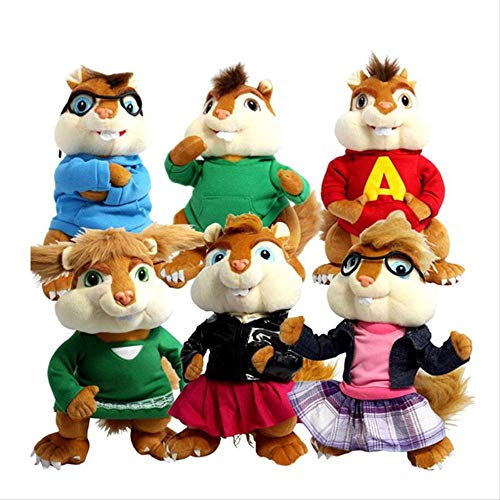 qwermz Peluche,6 Piezas 25cm Alvin y Las Ardillas Peluche Ardillas Peluches Regalo para niños