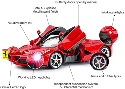 RASTAR Coche de juguete Ferrari con mando a distancia, 1:14 rojo Ferrari, coche con control remoto La Ferrari