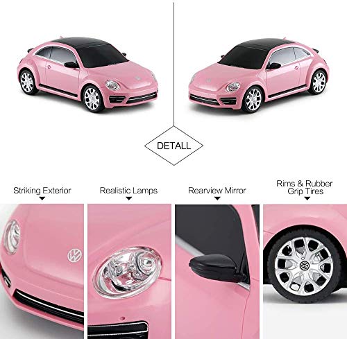 rastar RC Beetle Volkswagen Coche Teledirigido Remoto para niños a Escala 1:24, Coche de Juguete RC de Color Rosa para niños y niñas, Color Rosa