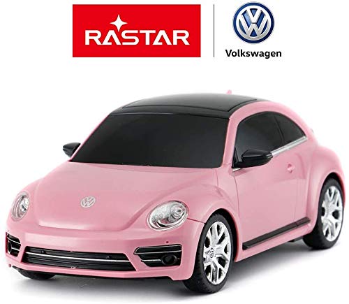 rastar RC Beetle Volkswagen Coche Teledirigido Remoto para niños a Escala 1:24, Coche de Juguete RC de Color Rosa para niños y niñas, Color Rosa