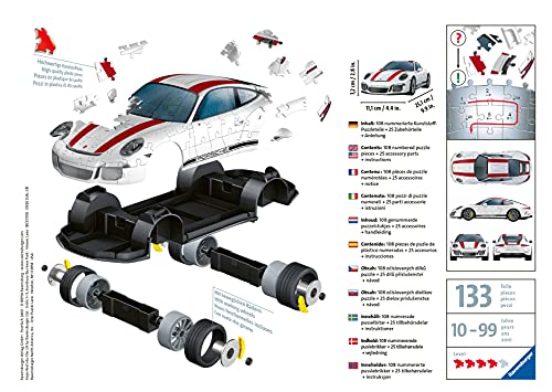 Ravensburger-12528 9 Puzzle 3D Porsche 911, Multicolor (12528)
