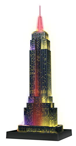 Ravensburger 12566 1- Puzzle 3D Building: Empire State Building Night Edition, Multicolor