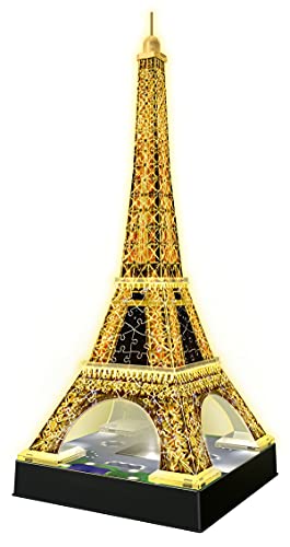 Ravensburger 125791, Puzzle 3D, Puzzle 3D Tour Eiffel Night, Edición Nocturna, 226 Piezas, Edad Recomendada 12+