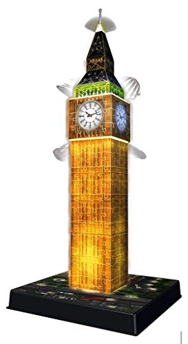 Ravensburger 125883, Puzzle 3D, Big Ben, Edición Nocturna, 216 Piezas, Edad Recomendada 8+, Puzzle Londres