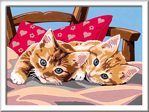 Ravensburger CreArt Gatitos en la almohada, Kit de Pintura, Pintar por Números, Juego Creativo para Niños y Niñas, Edad Recomendada 9+