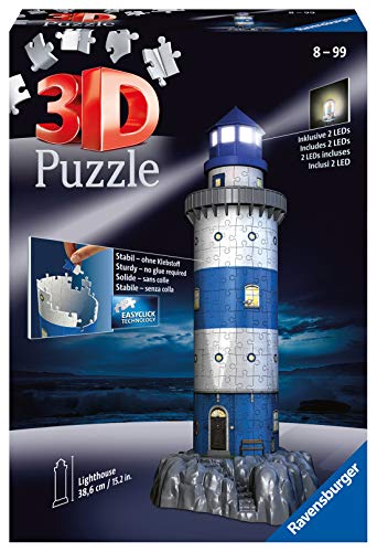 Ravensburger- Lighthouse at Night puzzle phare, Color autre (125777) , color, modelo surtido