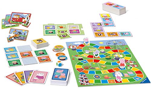 Ravensburger Peppa Pig - Compendio de Juegos 6 en 1 para niños y familias de 3 años en adelante, Bingo, dominó, Serpientes y escaleras, Damas, Cartas de Juego y Juego de Memoria