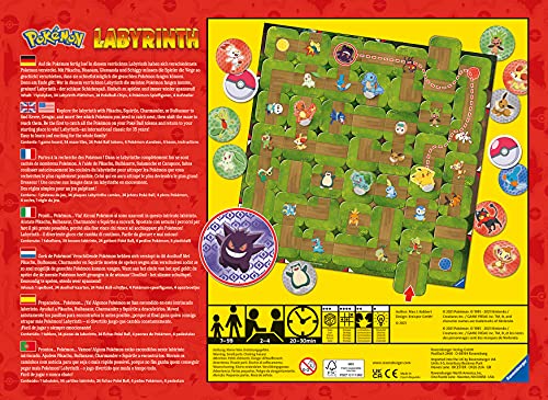 Ravensburger, Pokemon Labyrinth, Juego de Mesa, Versión Española, 2-4 Jugadores, Edad Recomendada 7+, Laberinto Magico