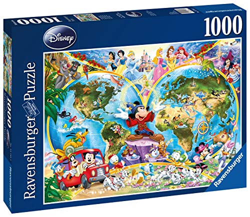 Ravensburger Puzzle 1000 piezas, Mapamundi Disney, Disney, Rompecabezas de calidad, Jigsaw para Adultos