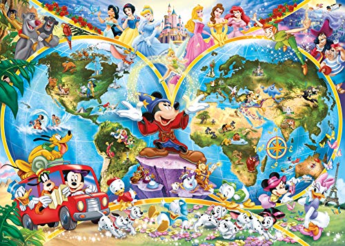 Ravensburger Puzzle 1000 piezas, Mapamundi Disney, Disney, Rompecabezas de calidad, Jigsaw para Adultos