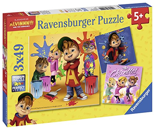 Ravensburger - Puzzle 3 x 49, Alvin y las Ardillas (08044)