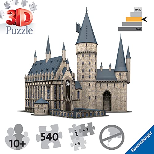 Ravensburger Puzzle 3D Harry Potter Castillo de Hogwarts Gran Comedor, Puzzle 3D, 540 Piezas, Puzzle Harry Potter, Edad Recomendada 10+