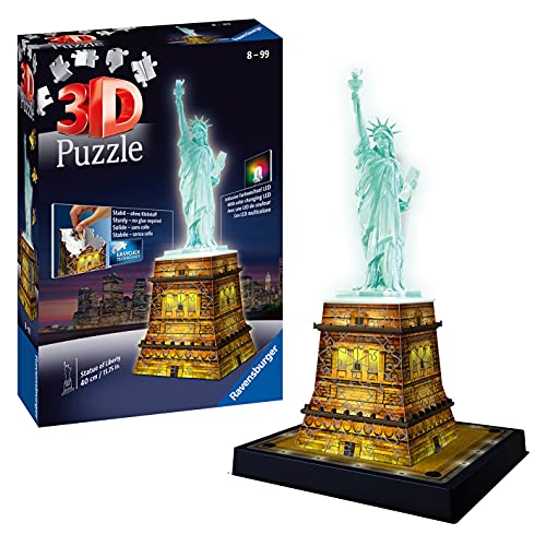 Ravensburger - Puzzle Building 3D Night Edition: Estatua de la Libertad (12596) , color, modelo surtido