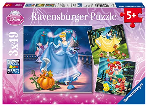 Ravensburger Puzzle, Disney Princess, Puzzle 3x49 Piezas, Puzzle Niños, Edad Recomendada 5+ , Rompecabezas Ravensburger