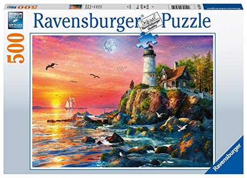 Ravensburger Puzzle, Faro al Atardecer, Puzzle 500 Piezas, Puzzle Adultos, Rompecabeza Adultos de Calidad